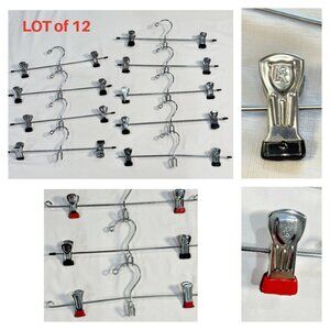 Vintage Rubbermaid Metal Chrome Pant Skirt Hangers Wire Clip Cascade Hook LOT 12